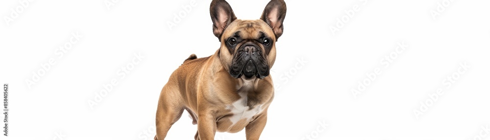 Playful French bulldog standing on isolated white background. Playful French bulldog standing on isolated white background.
