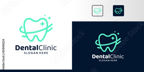 Dental clinic logo design with geometric line abstract graphic symbol icon vector