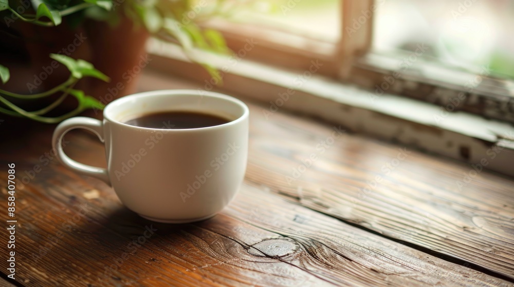Fototapeta premium Coffee cup on wooden table