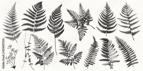 Close-up shot of various fern leaf species © Ева Поликарпова