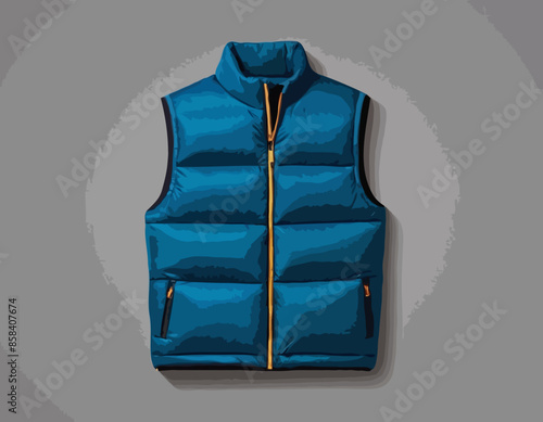 Down Vest Fashion Vector Template Sleeveless Puffer Jacket Mockup 