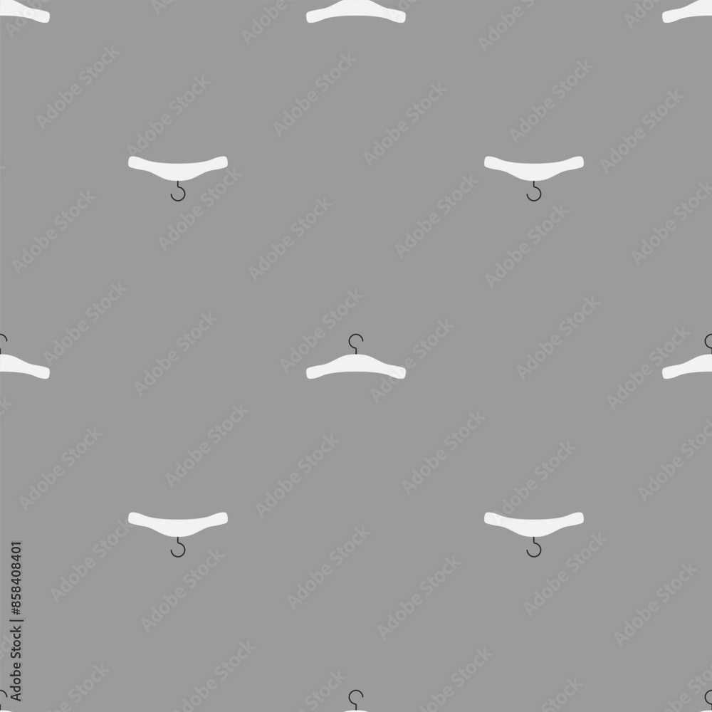 Obraz premium Seamless pattern of white hangers on a gray background