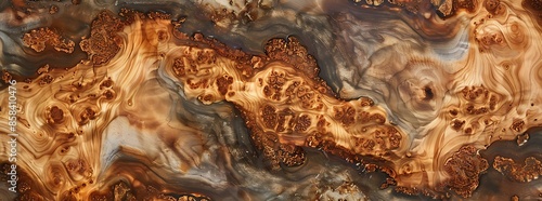 Burl wood background texture with casting epoxy resin, top view