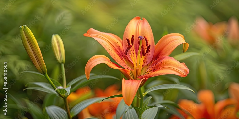 pocono mountains orange lily blooming beautifully, pocono mountains orange lily blooming beautifully,