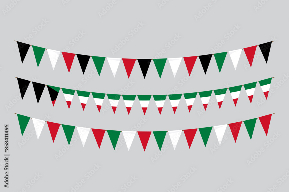 Obraz premium Flags isolated.Kuwait paper bunting. flags birthday, anniversary, celebrate event.
