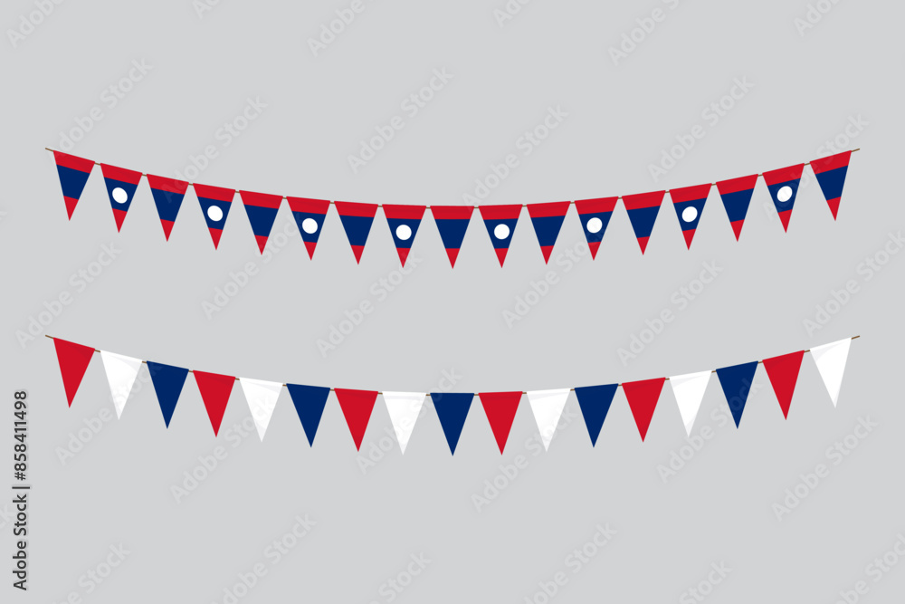 Obraz premium Flags isolated. Laos paper bunting. flags birthday, anniversary, celebrate event.