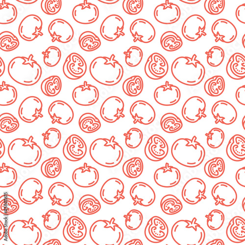 tomato line icons seamless pattern