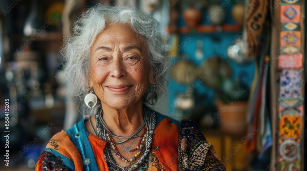 An old woman was happy and smiling. An old woman was happy and smiling.
