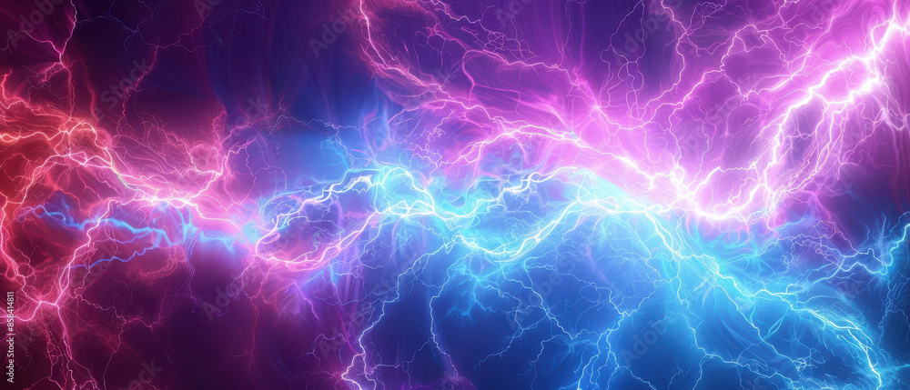 Vibrant electric lightning bolt in pink and blue on a dark background, representing energy, power, and vivid light effects. Vibrant electric lightning bolt in pink and blue on a dark background, representing energy, power, and vivid light effects.