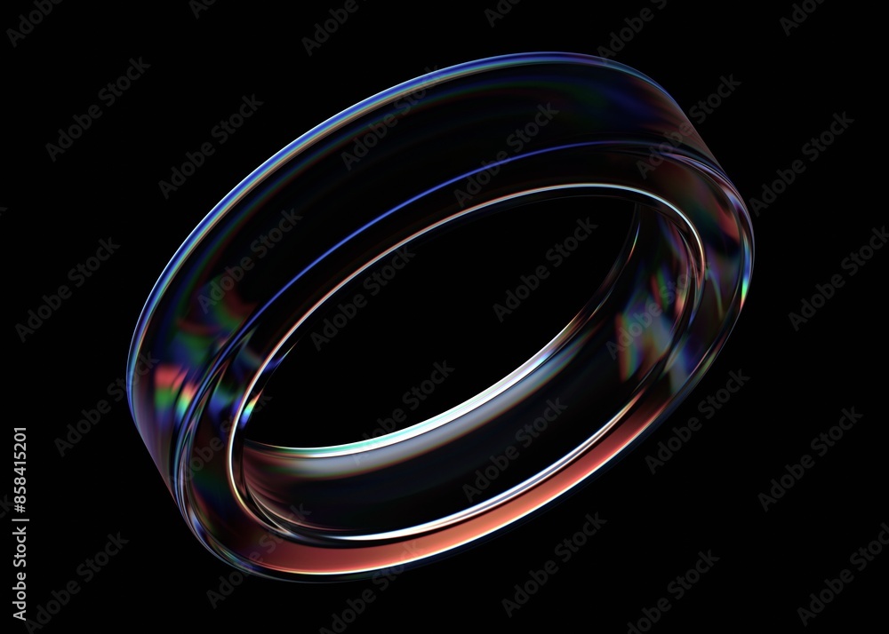 Abstract iridescent shape, dark background design, 3d render Abstract iridescent shape, dark background design, 3d render