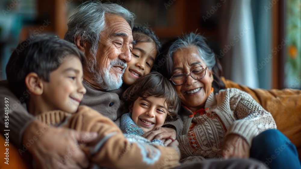 Family with members of all ages, happiness Family with members of all ages, happiness