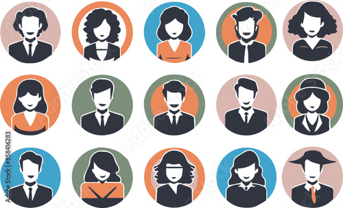 People Icons: A diverse set of color icons depicts the professional and social worlds. From business leadership to team management and casual interactions, these versatile icons capture the essence of