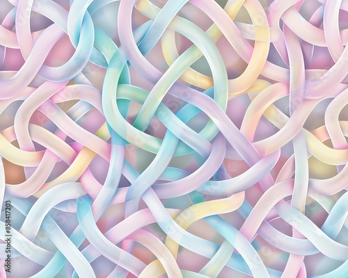 A detailed geometric pattern of interwoven circles in pastel colors