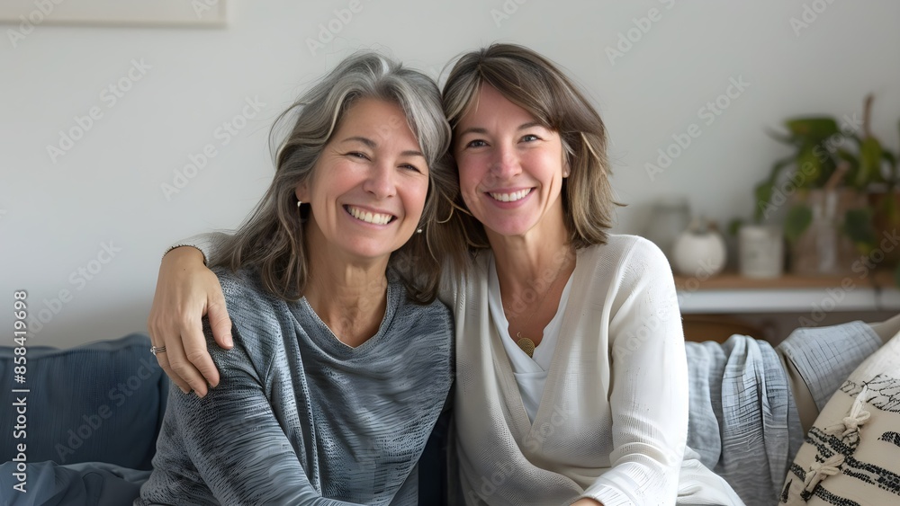 senior mother and daughter sitting together with happiness senior mother and daughter sitting together with happiness