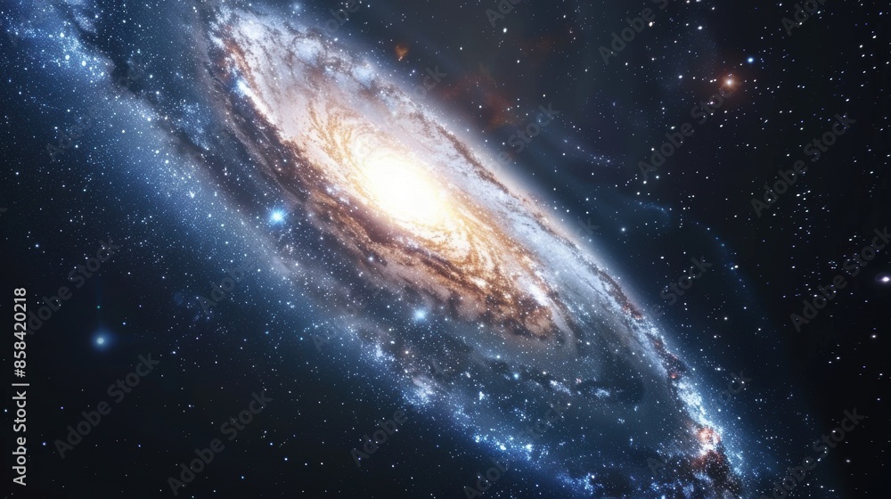 Fototapeta premium A pixelated view of a galactic spiral nebula in deep space