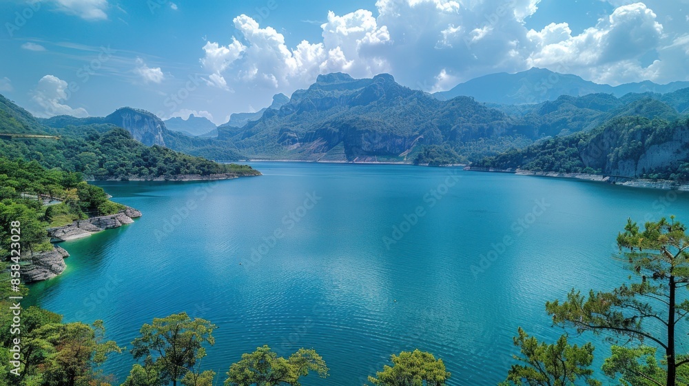 Serene Lake Surrounded by Majestic Mountains Serene Lake Surrounded by Majestic Mountains