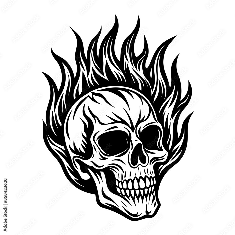Fototapeta premium Skull with flames burning skull fire skull