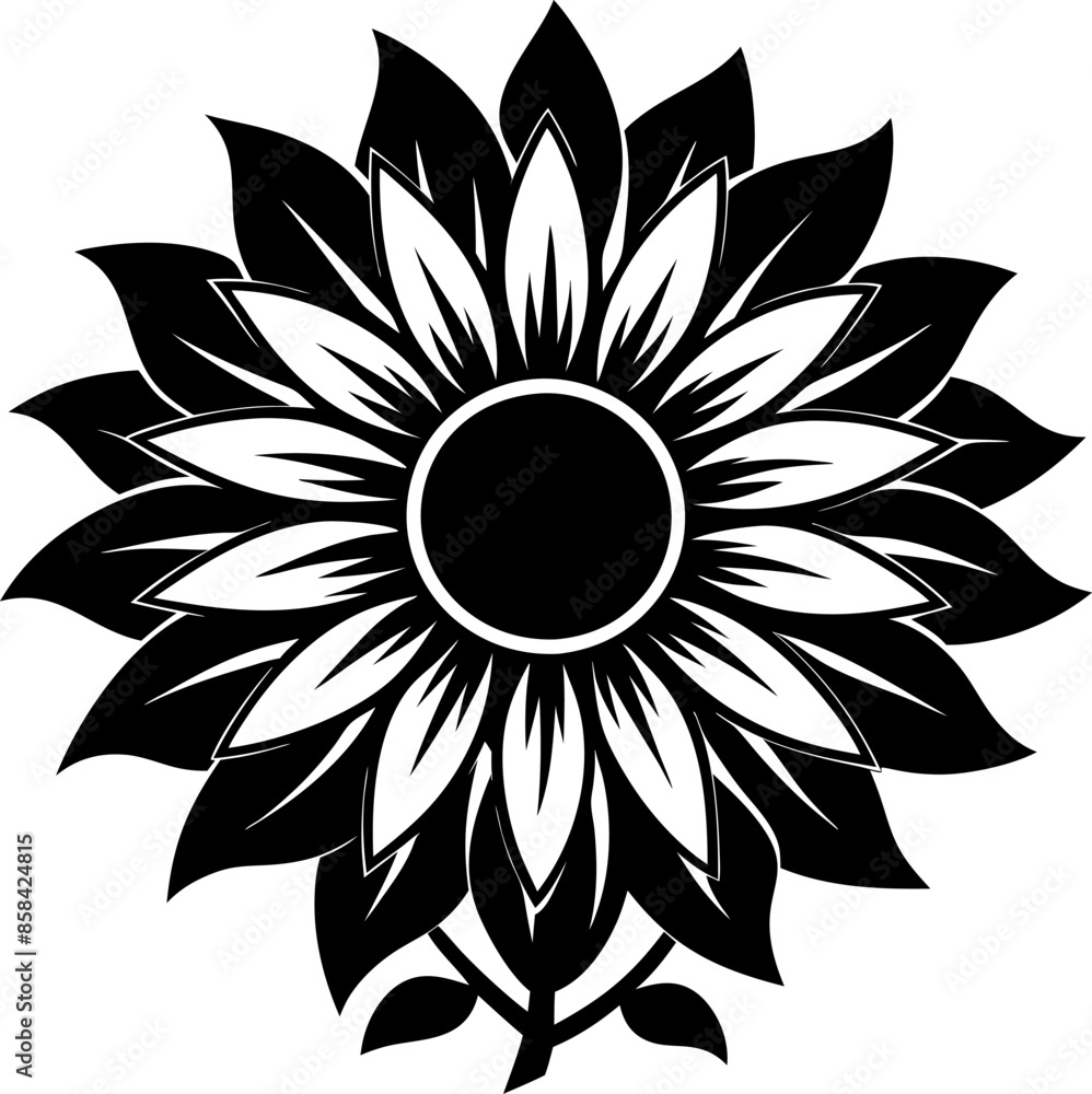 Silhouette sunflower on a white background free vector art Silhouette sunflower on a white background free vector art