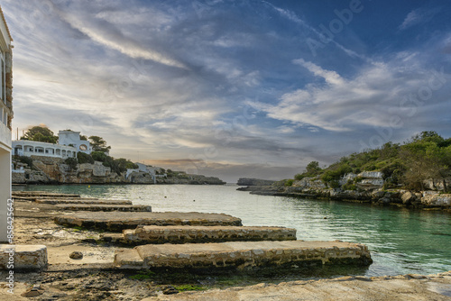 Tranquil Cala Alfacar Cove at Sunset, Menorca photo