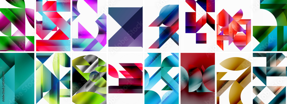 Triangles and circles abstract shapes templates set Triangles and circles abstract shapes templates set