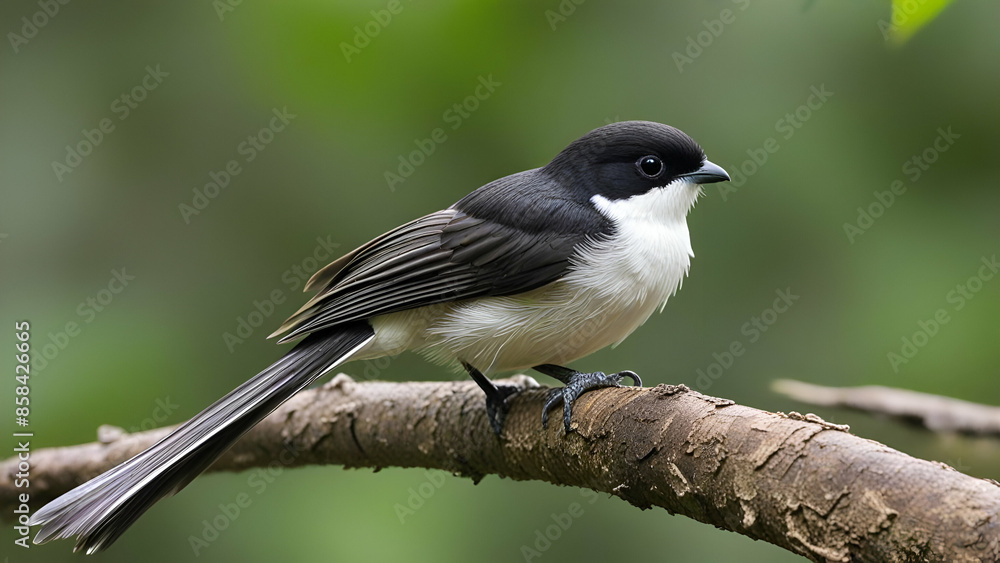 Malaysian Pied Fantail Bird, (Rhipidura javanica)