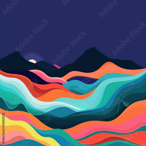 Vibrant abstract waves flat design