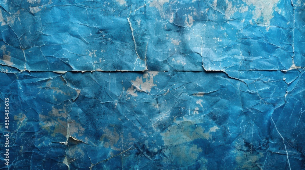 Naklejka premium Blue grunge paper texture background with creases and space for text