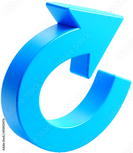 3D rotation sign blue icon. 360 rotation arrows Sign against transparency background png