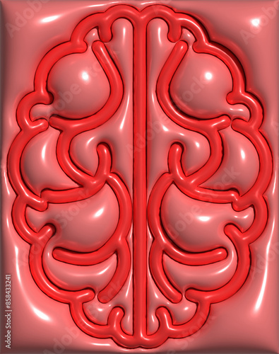 Vászonkép Brain convolutions on a pink background, 3D rendering illustration