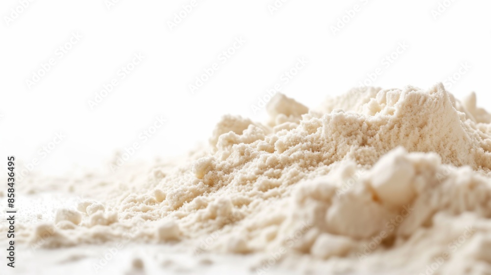 A neat pile of fine flour on a clean white background A neat pile of fine flour on a clean white background
