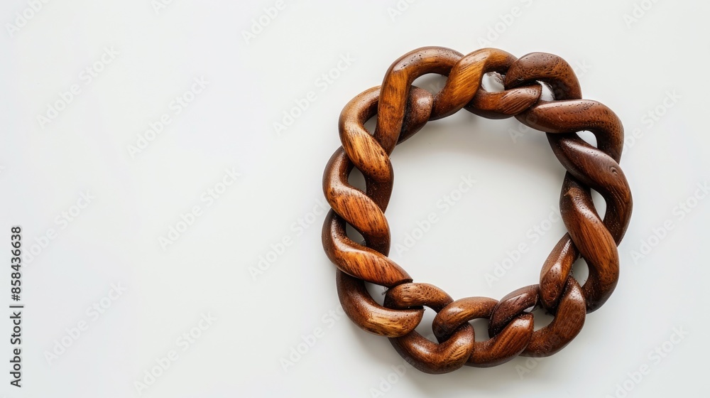 Fototapeta premium Wooden bracelet on white background with space for text
