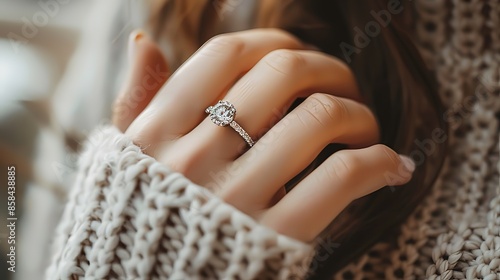Womans_hand_showing_an_elegant_engagement_diamond_ring_on_is_hand_generative_ai_image © SazzadurRahaman