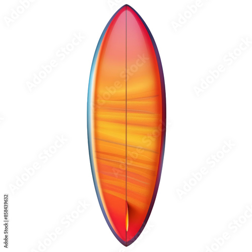 Vibrant orange surfboard with gradient design, perfect for summer and beach-themed compositions, capturing an adventurous spirit.
