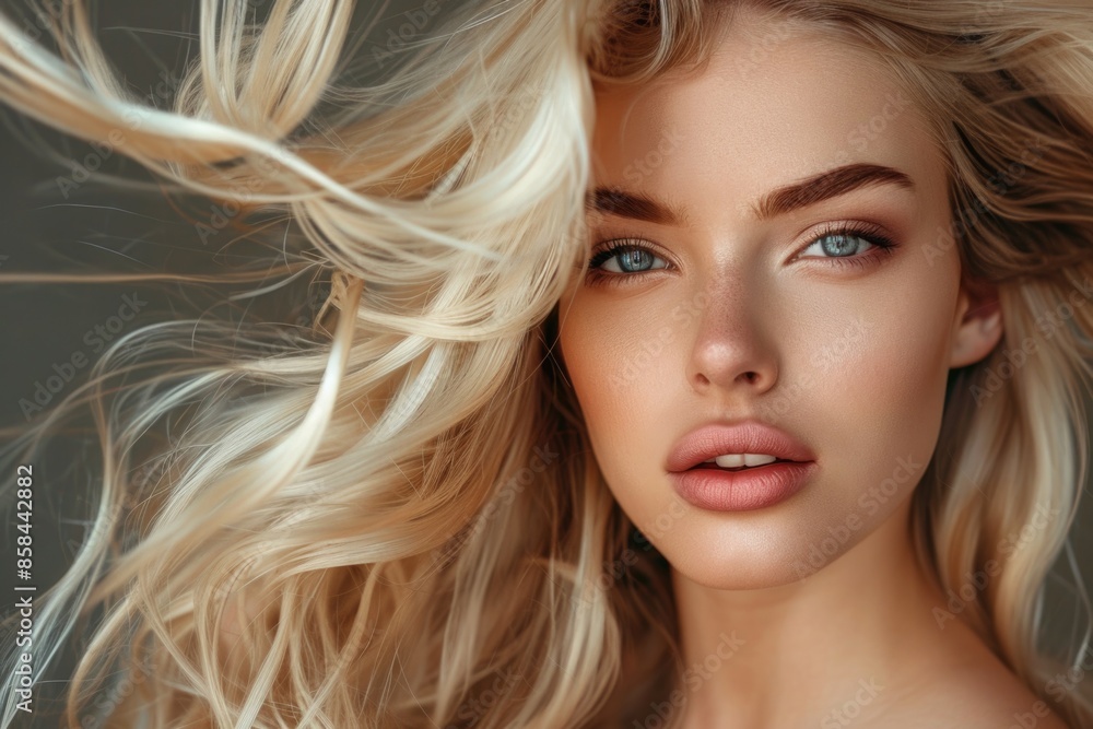 Blonde Girl. Captivating Portrait of a Fashion Model with Fluttering Hair Blonde Girl. Captivating Portrait of a Fashion Model with Fluttering Hair