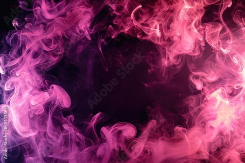 A close-up shot of pink and purple smoke swirling together, with a blurred background