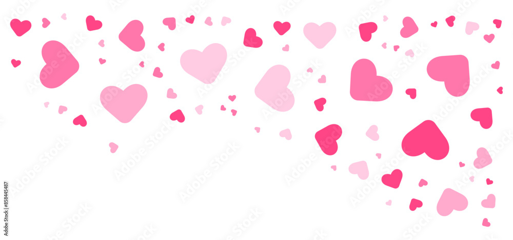 Pink hearts corner particles. Vector illustration. Pink hearts corner particles. Vector illustration.
