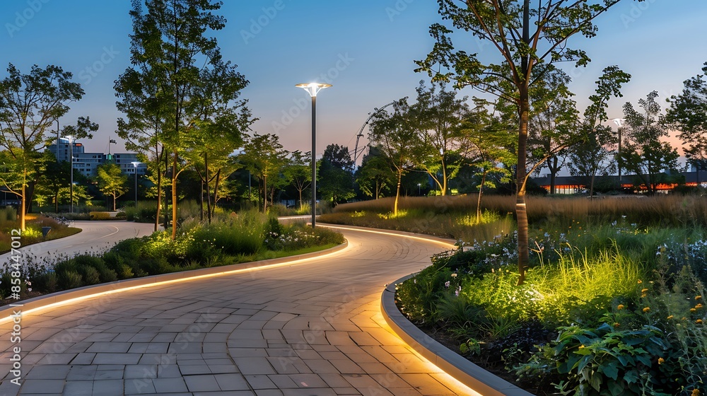 urban park with pathway lighting that is integrated into the landscape design urban park with pathway lighting that is integrated into the landscape design