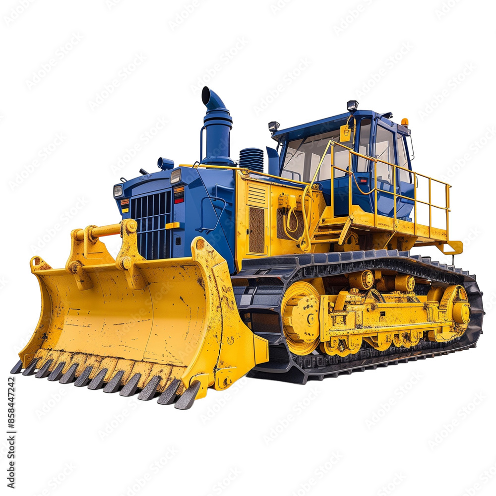 Blue and Yellow Bulldozer on Transparent Background
Blue and Yellow Bulldozer on Transparent Background