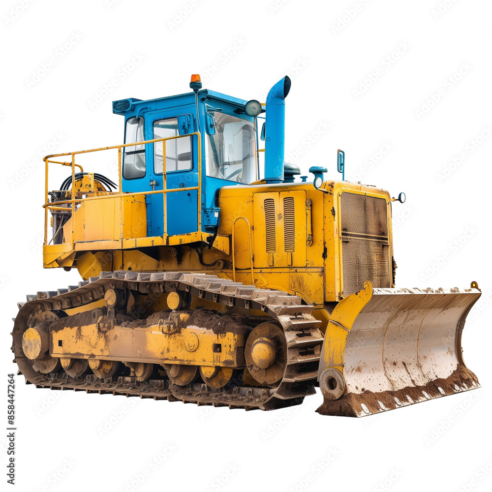 Blue and Yellow Bulldozer on Transparent Background
Blue and Yellow Bulldozer on Transparent Background