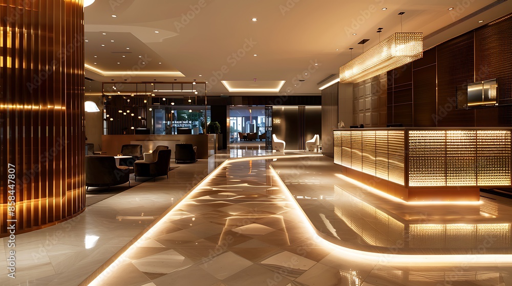 boutique hotel lobby that uses floor lighting to guide guests to their rooms boutique hotel lobby that uses floor lighting to guide guests to their rooms