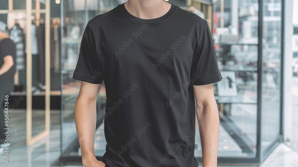 Young Model Shirt Mockup, man wearing black t-shirt in front of Department store display window, Shirt Mockup Template on hipster adult for design print, Male guy wearing casual t-shirt Young Model Shirt Mockup, man wearing black t-shirt in front of Department store display window, Shirt Mockup Template on hipster adult for design print, Male guy wearing casual t-shirt
