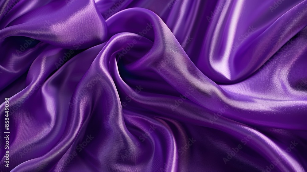 Close-up of smooth, purple silk satin fabric draped in soft folds Close-up of smooth, purple silk satin fabric draped in soft folds