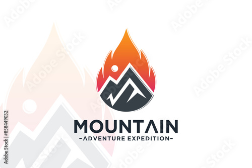 Fire mountain logo design unique concept simple style Premium Vector Part 1