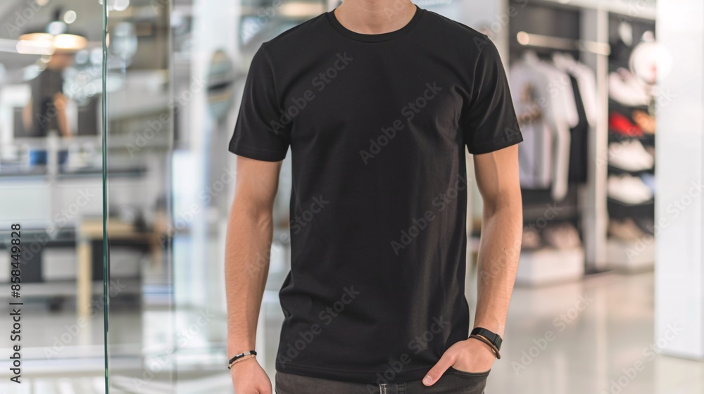 Young Model Shirt Mockup, man wearing black t-shirt in front of Department store display window, Shirt Mockup Template on hipster adult for design print, Male guy wearing casual t-shirt Young Model Shirt Mockup, man wearing black t-shirt in front of Department store display window, Shirt Mockup Template on hipster adult for design print, Male guy wearing casual t-shirt