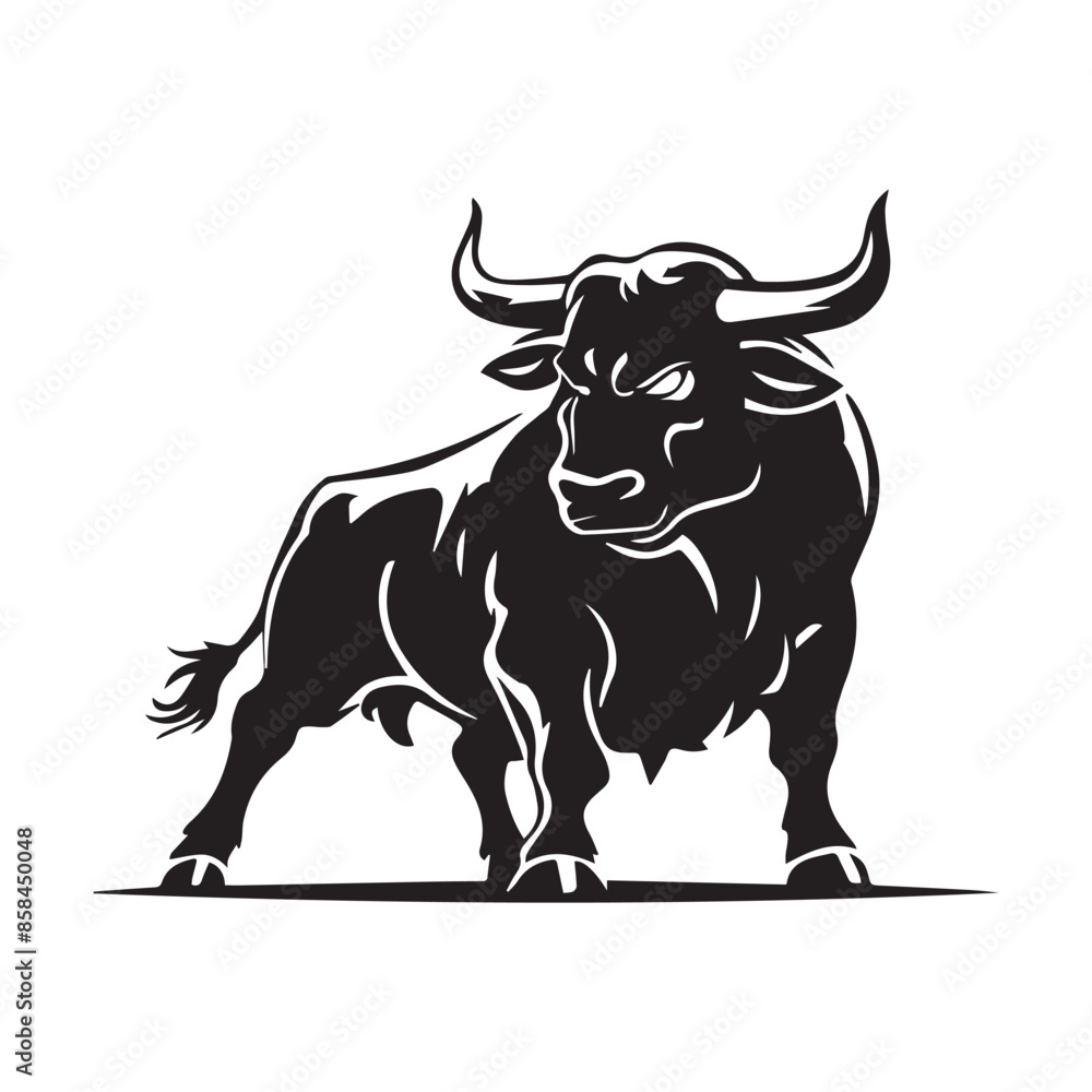 bull silhouette icon, strength, and perseverance symbol. vector image of an animal bull silhouette icon, strength, and perseverance symbol. vector image of an animal