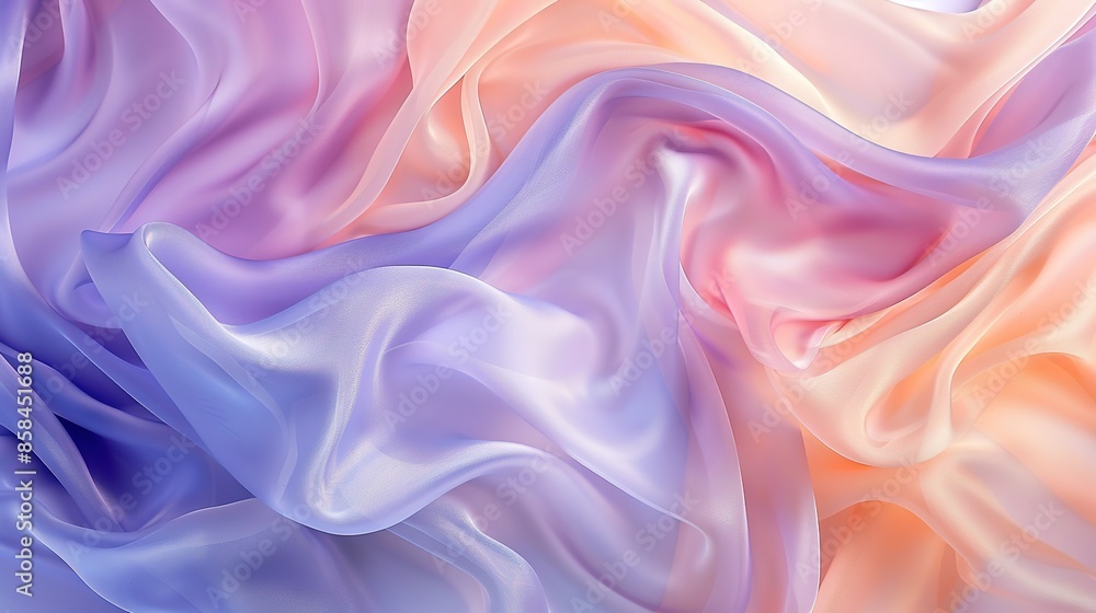 Fototapeta premium Holographic violet light background material with soft folds waves surface generative ai image