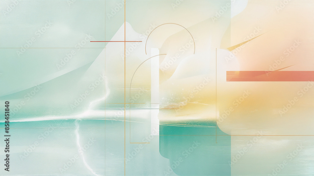 Composição Abstrata Suave em Tons Pastel com Linhas Geométricas e Transições de Luz Composição Abstrata Suave em Tons Pastel com Linhas Geométricas e Transições de Luz