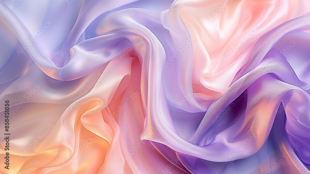 Holographic violet light background material with soft folds waves surface generative ai image