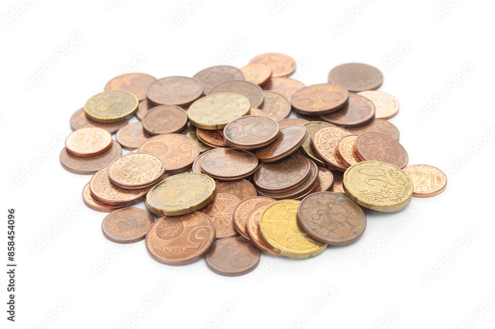 Heap of euro cent coins on a white background Heap of euro cent coins on a white background