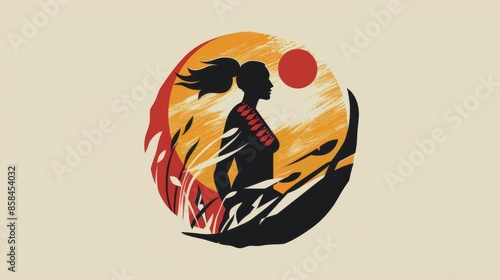 Minimalist vector logo representing National Indigenous Peoples Day with a bold, graphic depiction of Aboriginal culture